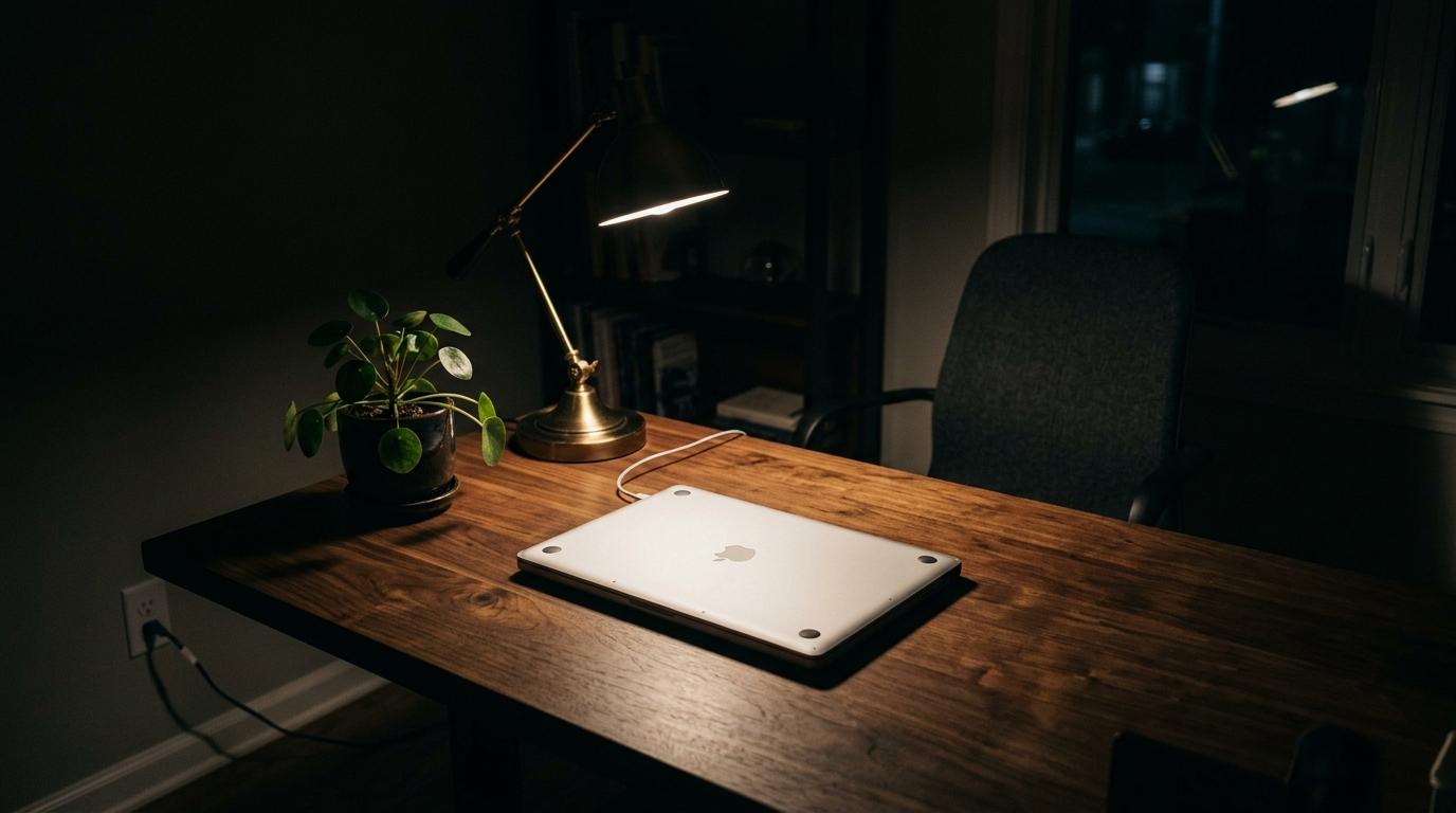 closed laptop night lamp