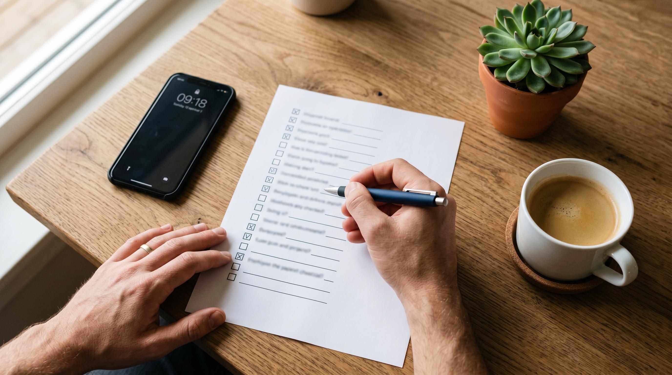 Marketer ticking off a WhatsApp campaign best practices checklist before sending