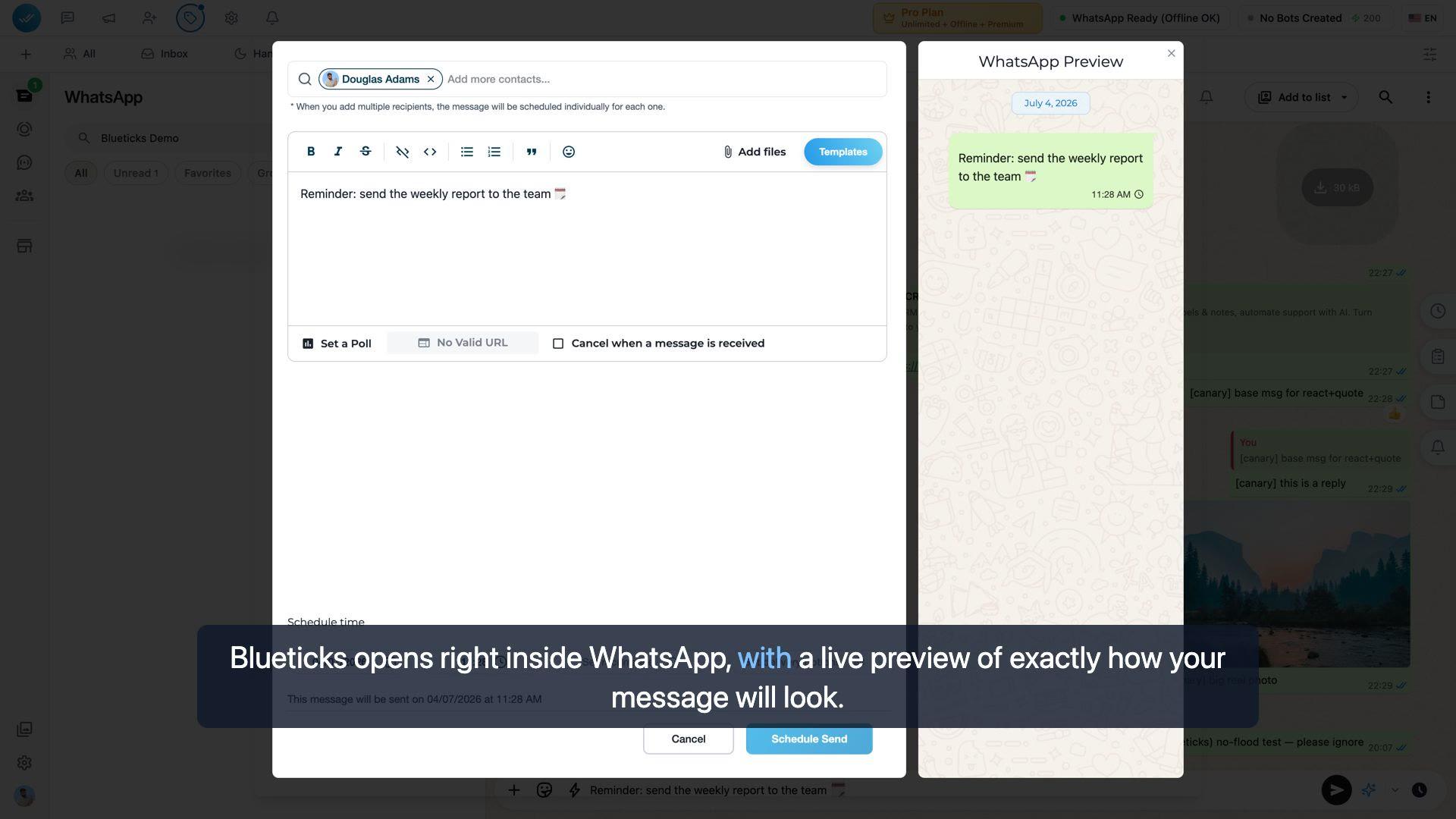 Schedule a message from WhatsApp Web